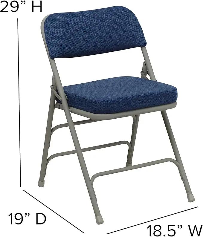 Flash Furniture Hercules Series Metal Folding Chairs with Cushioned Seat, Fabric Upholstered Event Chairs with 300-lb. Static Weight Capacity, Set of 4, Navy by GreenHaven Gardens
