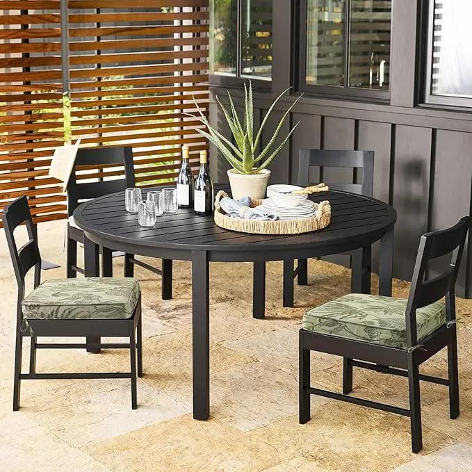 Outdoor Square Corner Seat Cushion, 19"x19"x3", Set of 4, Non Slip Seat Cushion Pads with Removable Cover for Patio Furniture, Garden Yard Lawn, Dark Green Vine by GreenHaven Gardens