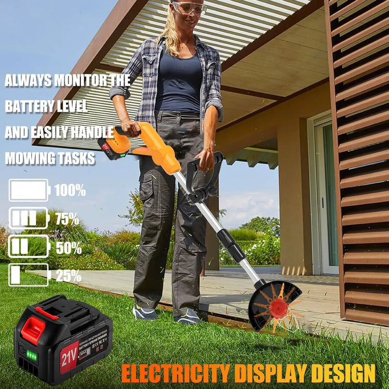 Electric Weed Wacker Eater Cordless String Trimmer Battery Powered, 21V/4000mAh Grass Trimmer Battery Operated Brush Cutter, 3 in 1 Lightweight Weed Trimmer/Lawn Edger/Trimmer Edger for Yard Garden by GreenHaven Gardens