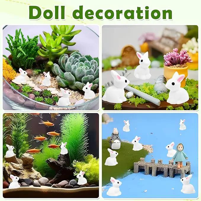 80Pcs Mini Rabbits Resin Tiny Rabbits Miniature Decoration Figurines Ducks Dollhouse Garden Decor Plastic Mini Animals Micro Landscape Ornament Cake DIY Craft by GreenHaven Gardens