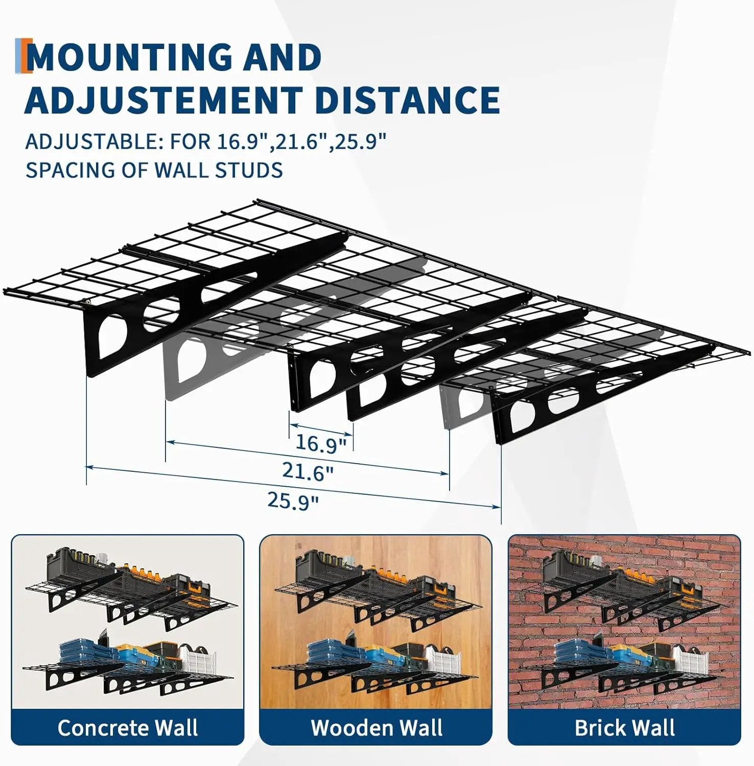 2 Pack 2x6ft Garage Storage Shelving Wall Mounted, 24-inch-by-72-inch 1600 Lbs Heavy Duty Sturdy Storage Shelves, Wall Shelves Folding Storage Garage Organization for Warehouse, Laundry by GreenHaven Gardens