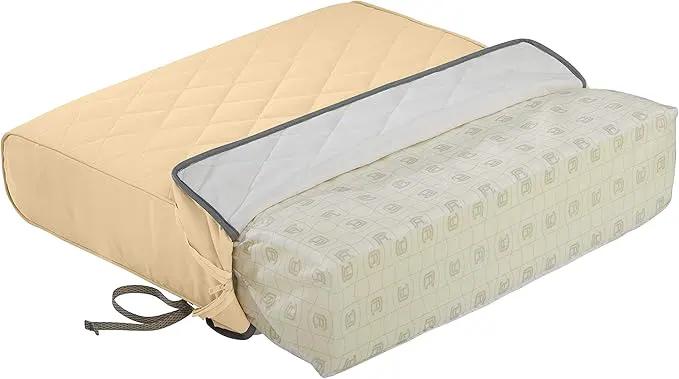Classic Accessories Montlake FadeSafe Water-Resistant 25 x 22 x 4 Inch Wide Back Patio Quilted Lounge Cushion, Chamomile by GreenHaven Gardens