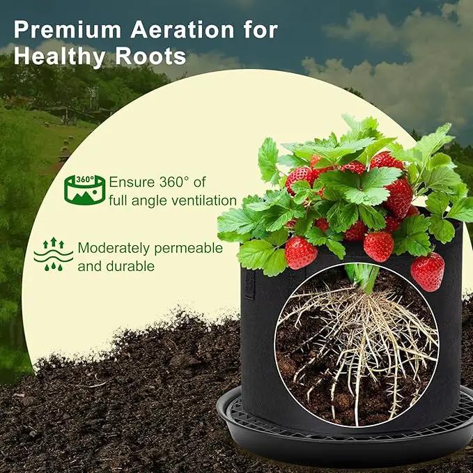 4-Pack Self-Watering Fabric Pot Base, Auto-Irrigation Water Delivery System for Plant Growth Bags, Automatic Watering Plant Saucer for Fabric Planters by GreenHaven Gardens