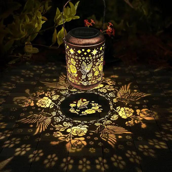 Kaixoxin 2 Pack Solar Garden Decor Metal Lantern Hummingbird Table Lamp Bronze Outdoor Dercoration Great Gift for Women Mon Grandma Hanging Lights for Patio Courtyard Garden by GreenHaven Gardens