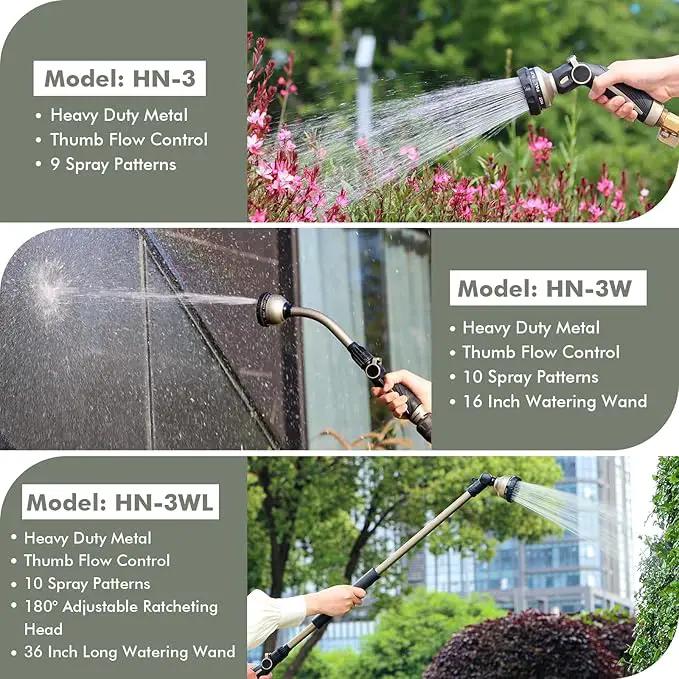 RESTMO Watering Wand Heavy Duty, Metal Garden Hose Wand with 10 Spray Patterns, 15-Inch Long Hose Nozzle Sprayer with Thumb Flow Control, Ideal to Water Hanging Baskets and Shrubs by GreenHaven Gardens