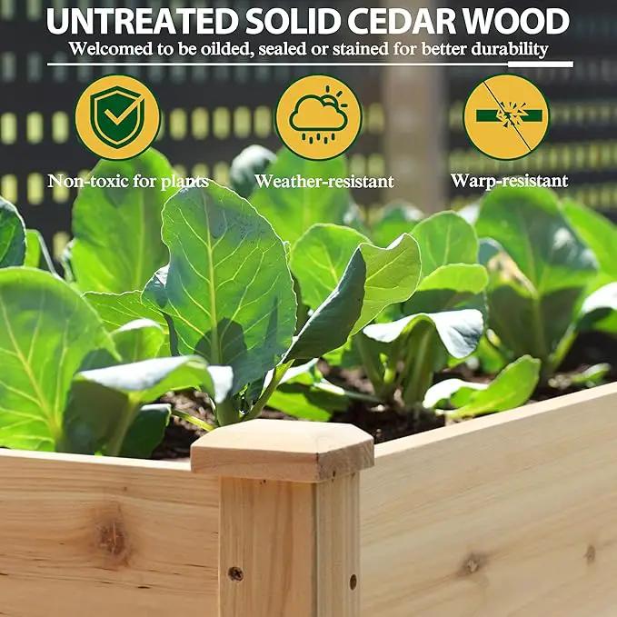 MUPATER 4x2FT Raised Garden Bed,Raised Garden Bed with Four Legs, Elevated Planter Box with Drainage Holes for Herbs and Vegetables, Outdoor and Indoor, Natural Wood by GreenHaven Gardens