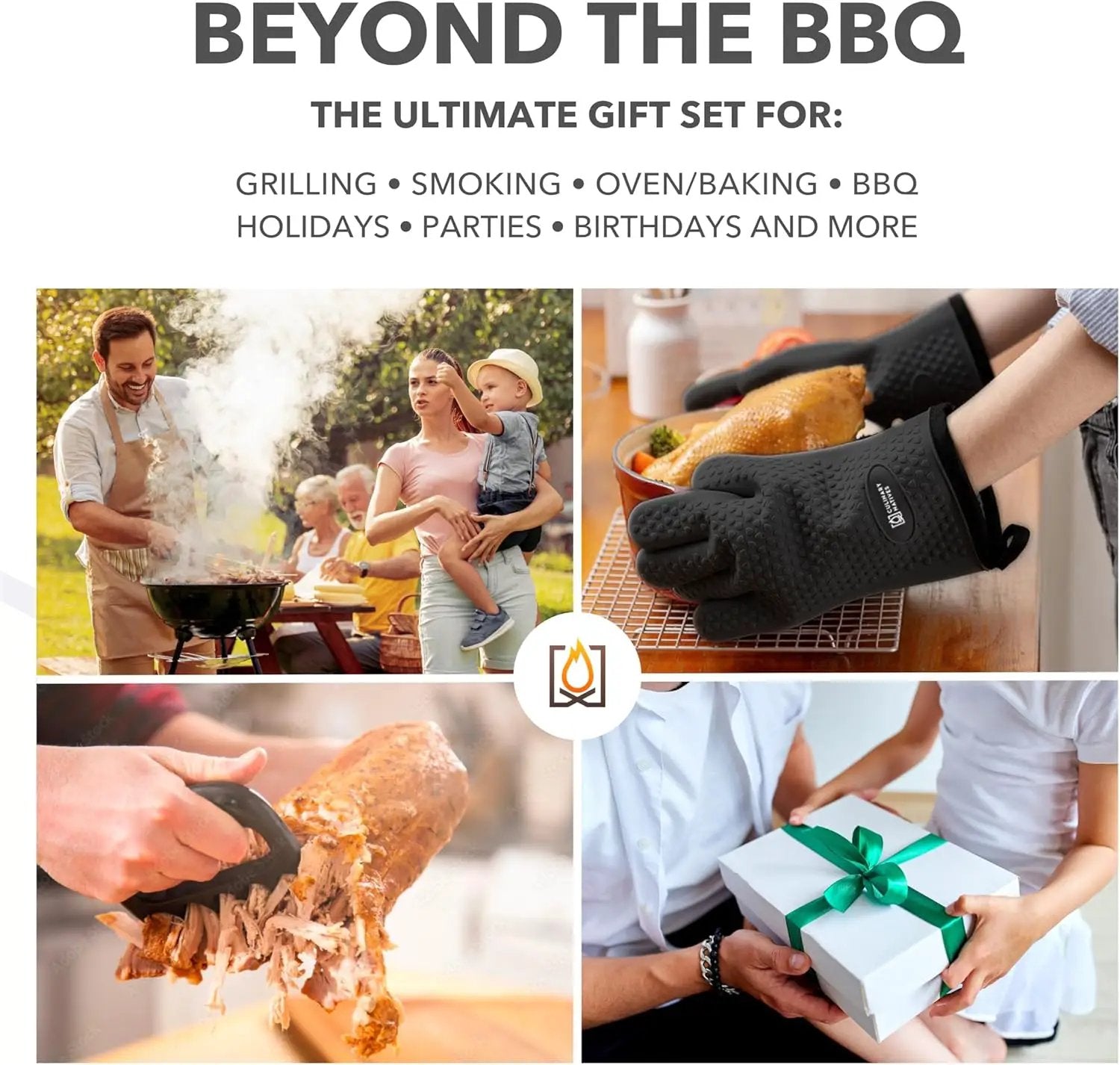 Smoker Gloves, Meat Claws, Thermometer, Timer, Brush | No.1 Heat Resistant BBQ Gloves | Meat Shredder Claws | Silicone Grill Gloves and Pulled Pork Claws with Smoker Accessories Kit & Tools (Black) by GreenHaven Gardens