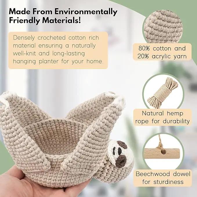 Home Decor Sloth Hanging Planters for Indoor Plants, Indoor/Outdoor Hanging Plant Holder, Plant Hanger Gift Idea for Sloth Lovers, Animal Wall Planter, 4 inch