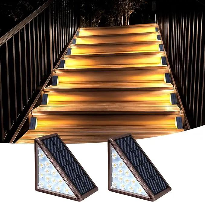 Solar Step Lights for Outside Waterproof IP67, Outdoor Stair Lights 2 Pack, Solar Stair Light Outdoor LED Outdoor Step Lights Decor for Deck, Front Step, Patio, Garden by GreenHaven Gardens