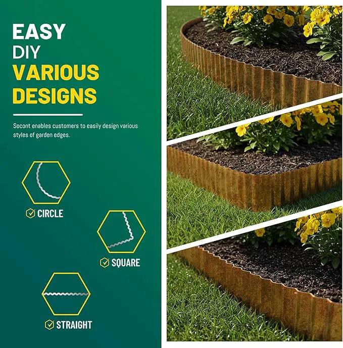 Corrugated Metal Garden Edging, 6"×20Ft Durable Landscape Border for Garden, Lawn, Flower Beds and Paver Edging (Rusty) by GreenHaven Gardens