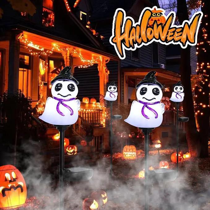 Afirst Halloween Ghosts Pathway Solar Lights Handblown Glass Waterproof Outdoor Halloween Decoration Solar LED Outdoor Décor Front Porch Decor 2 Pack by GreenHaven Gardens