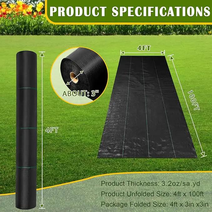 KAKO 4Ft x 100Ft Weed Barrier Fabric Heavy Duty Weed Barrier Landscape Fabric, Garden Fabric Weed Barrier, Ground Cover Weed Barrier Weed Cloth for Garden Fabric, Landscaping Fabric, Driveway Fabric by GreenHaven Gardens