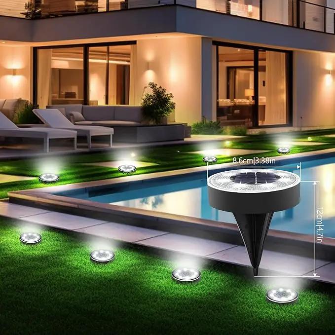 Joomer Solar Ground Lights, 8 Pack 8 LED Solar Lights Outdoor Waterproof IP68 Solar Disc Lights In-Ground Landscape Lighting Outdoor Lights for Patio Pathway Lawn Yard Driveway Walkway (White) by GreenHaven Gardens