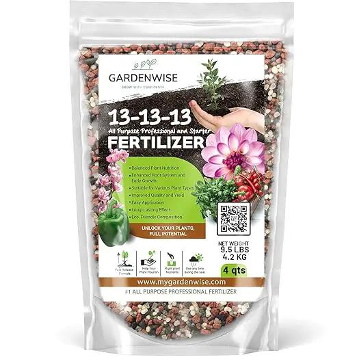 13-13-13 Slow Release Granular Fertilizer – All Purpose Plant Food 13 13 13 for Outdoor Grass, Vegetables, Roses, Flowers, Shrubs, Trees. Lawns, Gardens, Potted Plants (4 quarts) by GreenHaven Gardens