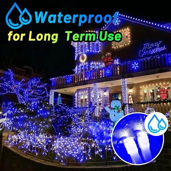 KNONEW Outdoor Christmas Lights 99ft 300 LED String Lights 8 Modes & Timer Fairy Light Plug in Waterproof LED String Lights for Xmas Yard Tree Wedding Party Holiday Decorations (Blue) by GreenHaven Gardens