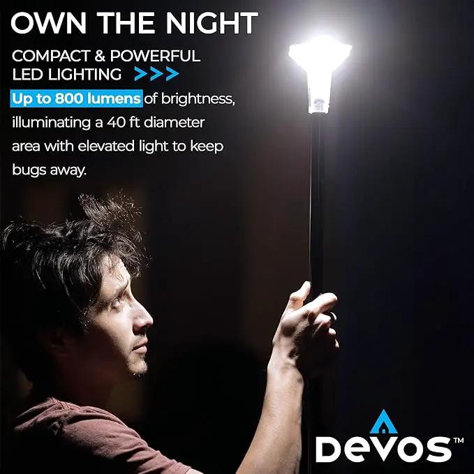 Devos Outdoor LightRanger 800 Lumen Lantern - Rechargeable Telescoping LED Lantern, 30-Hour Runtime, Illuminates 40-Foot Area, Adjustable Height by GreenHaven Gardens