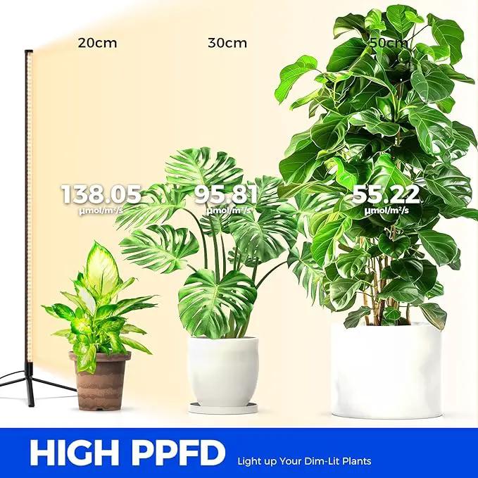 Barrina Grow Lights for Indoor Plants with Stand, 42W 169 LEDs Full Spectrum Wide Illumination Area, T10 Vertical Standing Plant Grow Light, 4FT Height with On/Off Switch and Tripod Floor Stand by GreenHaven Gardens