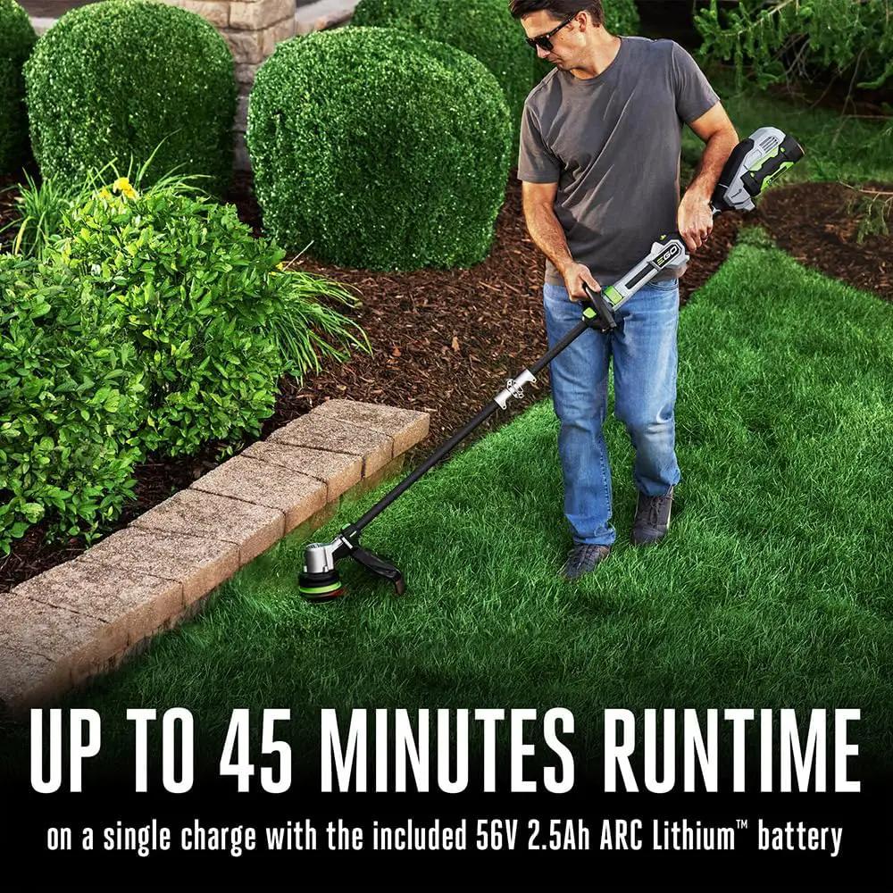 EGO POWER+ String Trimmer, Battery Powered, 16" Trimmer for Weeds and Grass with POWERLOAD, Telescopic Carbon Fiber Shaft, Includes 56V 2.5Ah Battery and Charger - ST1611T by GreenHaven Gardens