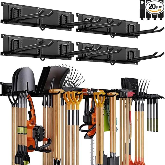 Garage Organizer Wall Mount, 64 Inch Garage Storage Organization, 20PCS Heavy Duty Garden Tool Organizer, Adjustable Tool Storage Rack Hooks, Yard Shed Tool Organizer, Hold Max 900 lbs by GreenHaven Gardens