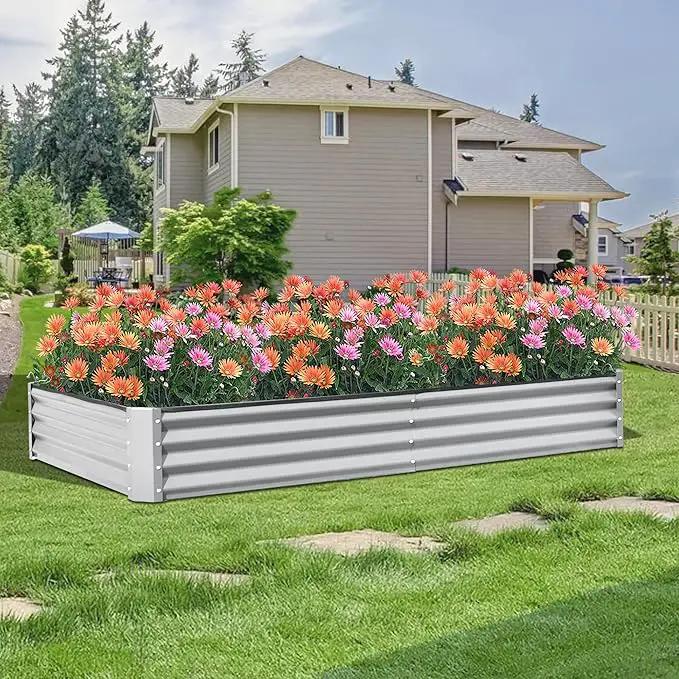 Domi Galvanized Raised Garden Bed, 6x3x1Ft Thickening Metal Planter Box for Vegetables Bottomless for Backyard Outdoor, 1" Deep w/ 128 Gallon Capacity - Silvery by GreenHaven Gardens