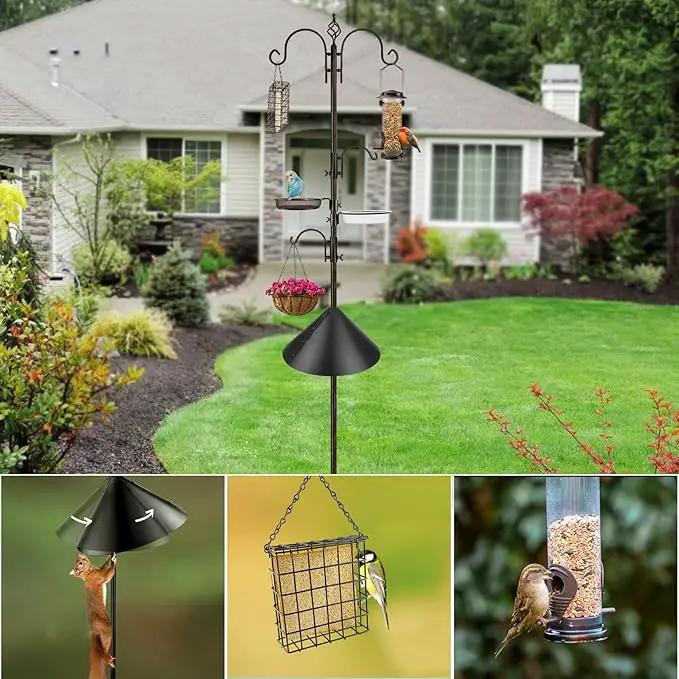 Bird Feeding Station Kit with Squirrel Baffle and Suet Cage Wild Bird Feeder Kit with Mesh Tray, Fruit Hook, and Double W Hook for Attracting Wild Birds by GreenHaven Gardens