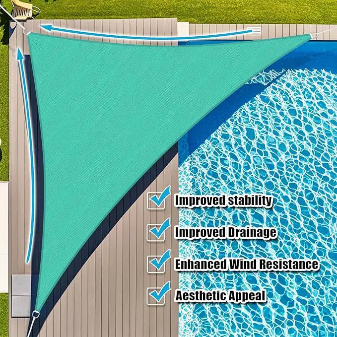 Amagenix Sun Shade Sail 7'X10'X12' Curved Edge Outdoor Shade Canopy Turquoise Breathable 95% UV Block Shade Cloth for Patio Garden Backyard (We Make Custom Size) by GreenHaven Gardens