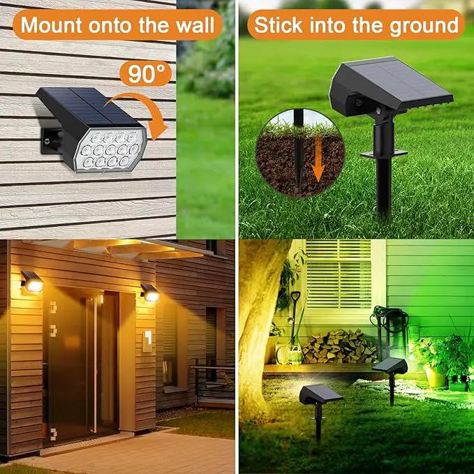 Solar Spot Lights Outdoor Color Changing,[7 Modes/4 Pack] Christmas IP65 Waterproof Landscape Spotlights, Dusk to Dawn Solar Powered Security Light for Patio Gate Walkway Pool Garden Yard Driveway by GreenHaven Gardens