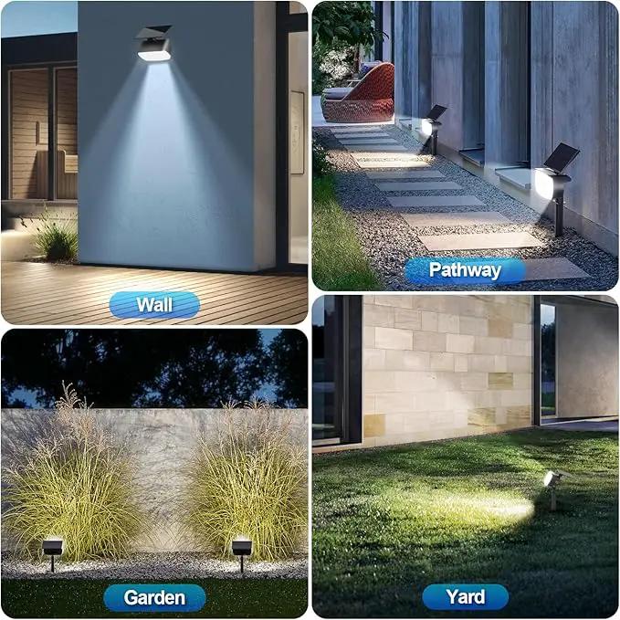 108 LED Solar Spot Lights Outdoor - IP65 Waterproof, 3 Modes Landscape Spotlights with Large Solar Panel - Cool White, 6 Pack by GreenHaven Gardens