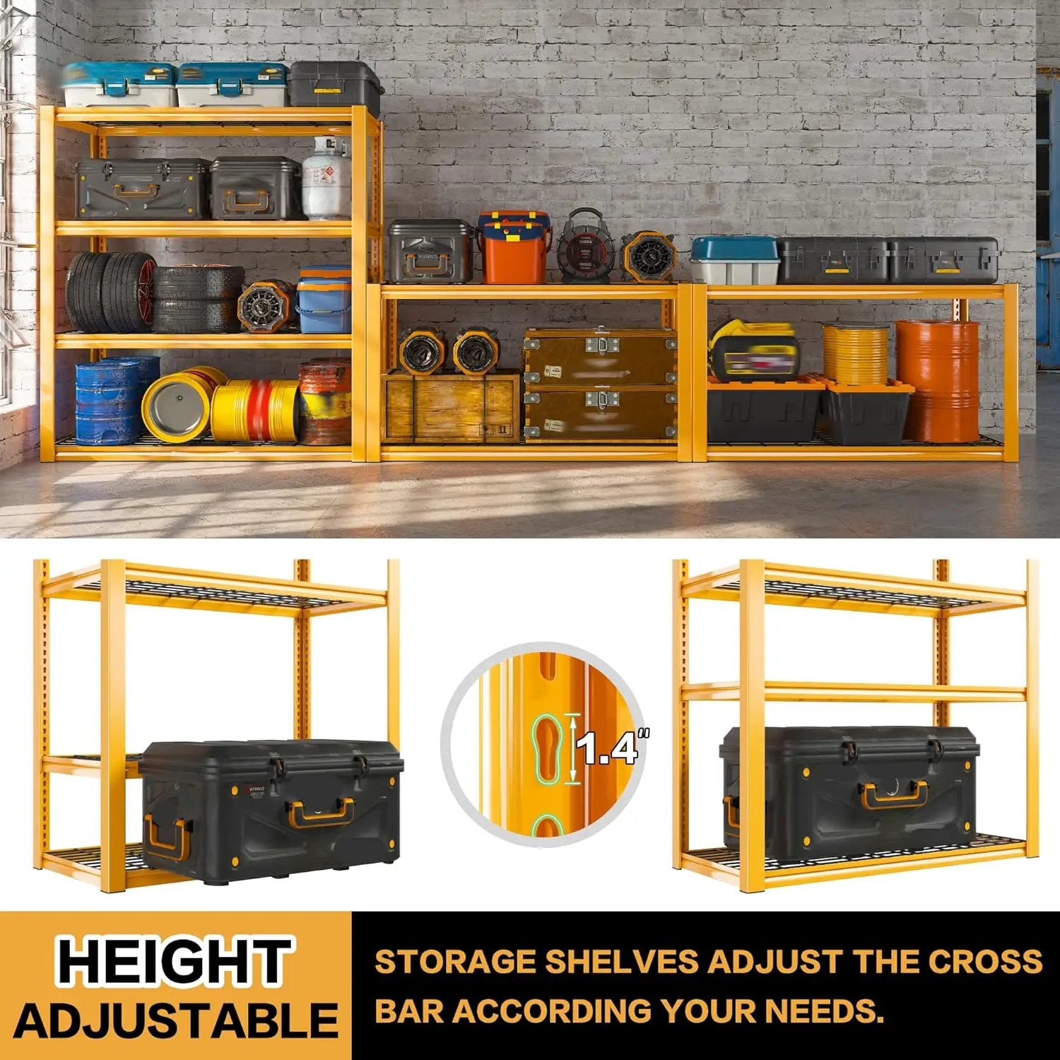 REIBII 40" W Garage Shelving 2240 LBS Storage Shelves Heavy Duty Metal Shelving 4 Tier Metal Shelves for Storage Adjustable Garage Shelf for Kitchen Pantry Warehouse Basement 40"W × 19.5"D × 59.5"H by GreenHaven Gardens
