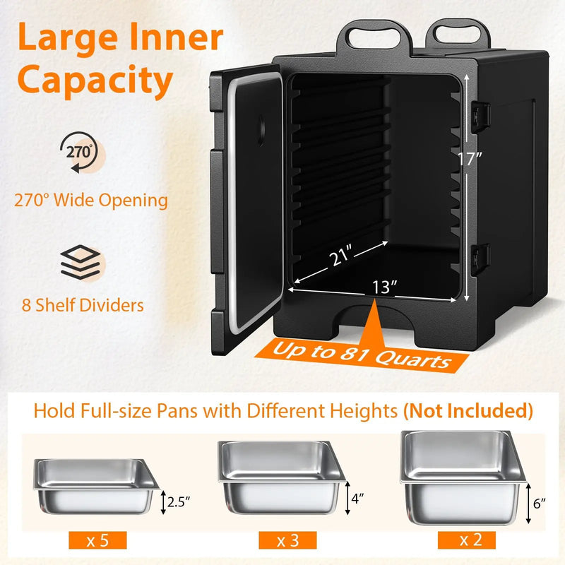 81 Quart Capacity End-loading Insulated Food Pan Carrier with Handles by DirectDeals