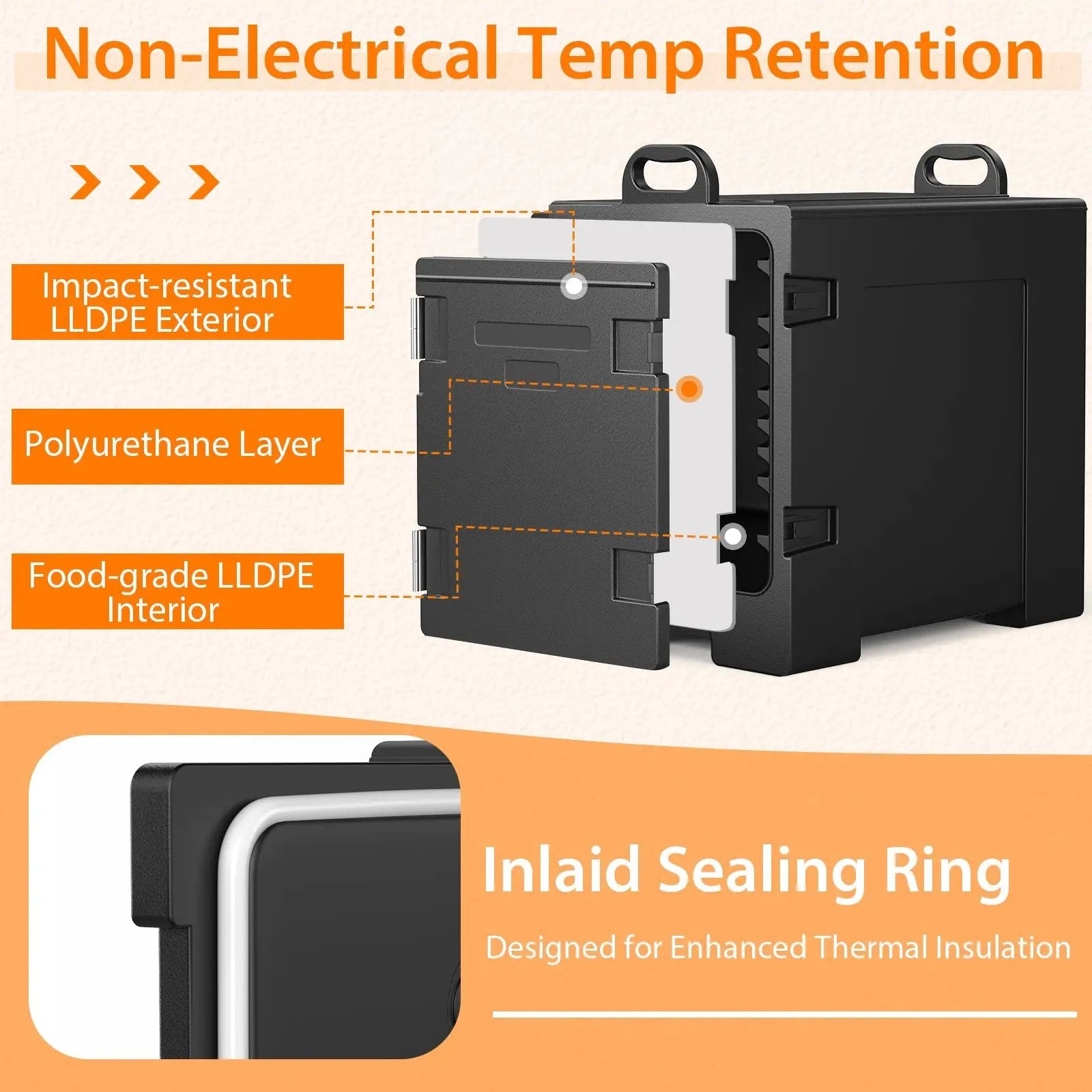 81 Quart Capacity End-loading Insulated Food Pan Carrier with Handles by DirectDeals