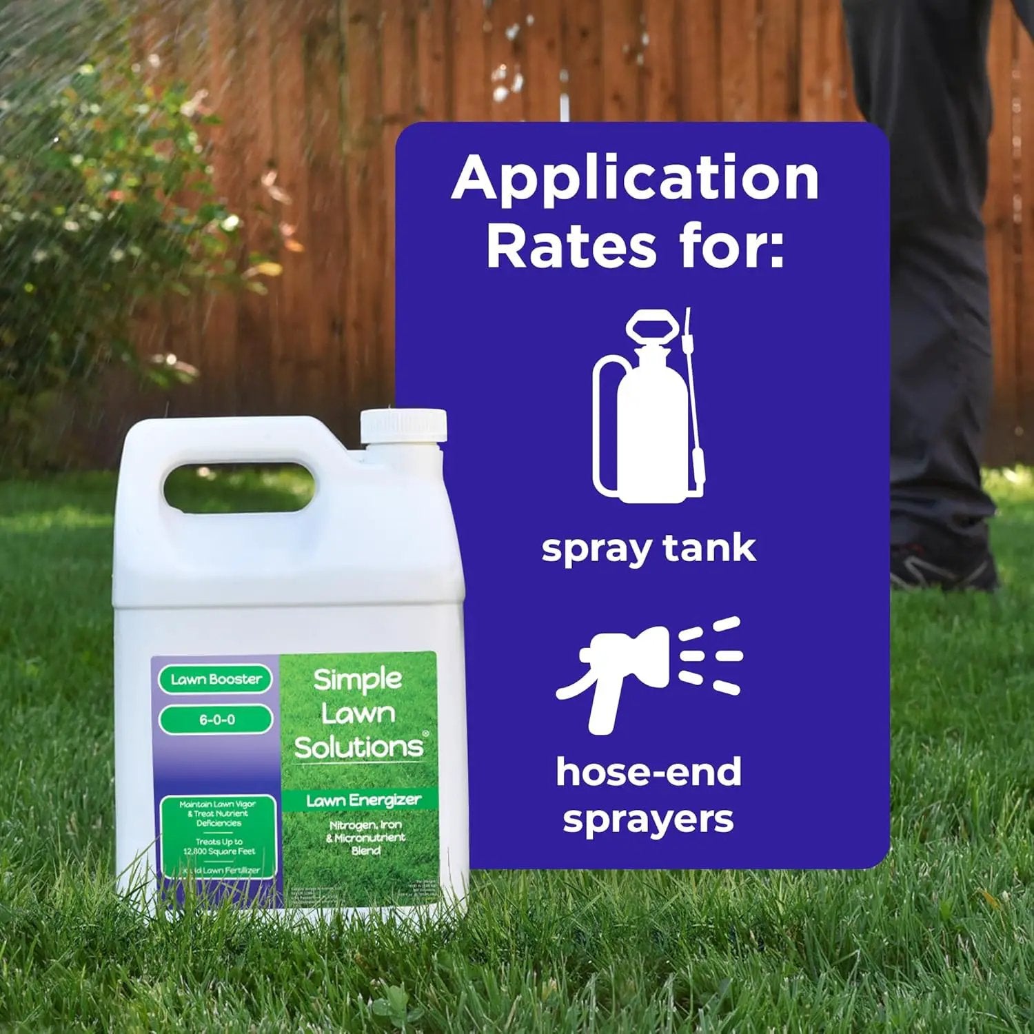 Commercial Grade Lawn Energizer - Grass Fertilizer Booster with Nitrogen, Iron, Micronutrients - Liquid Turf Spray Concentrated Fertilizer- Any Grass Type - Simple Lawn Solutions (1 Gallon) by GreenHaven Gardens