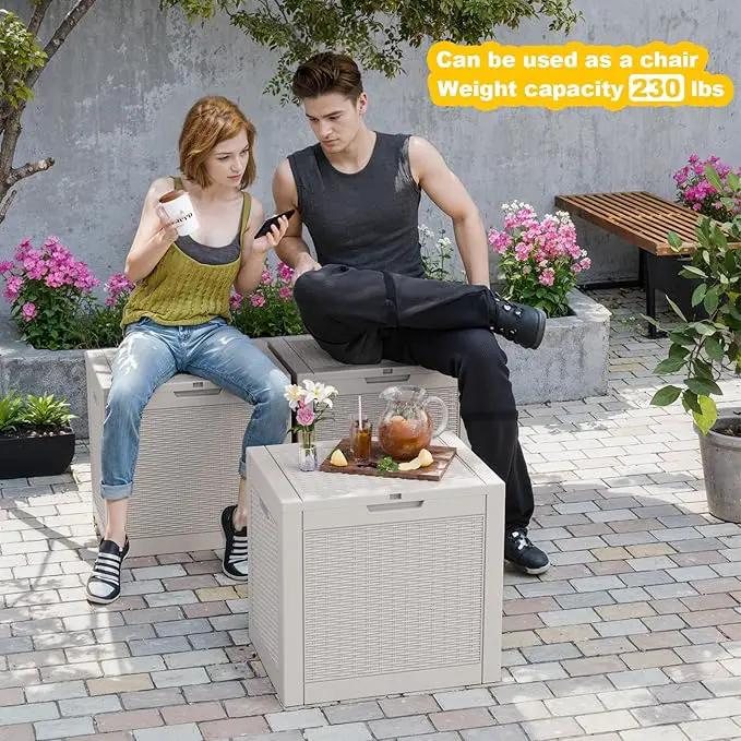 DRATO 31 Gallon Deck Box, Outdoor Storage Box for Patio Cushion, Sports Equipment, Garden Tools, Waterproof Resin Storage Box (Light Brown) by GreenHaven Gardens