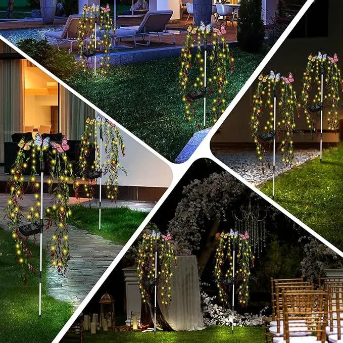 Outdoor Solar Lights for Yard Decorative, 69LED Tree Swaying Solar Garden Lights Outside Waterproof, Flower Solar Power Fairy Light Butterfly Decor for Patio Lawn Landscape Decorations by GreenHaven Gardens