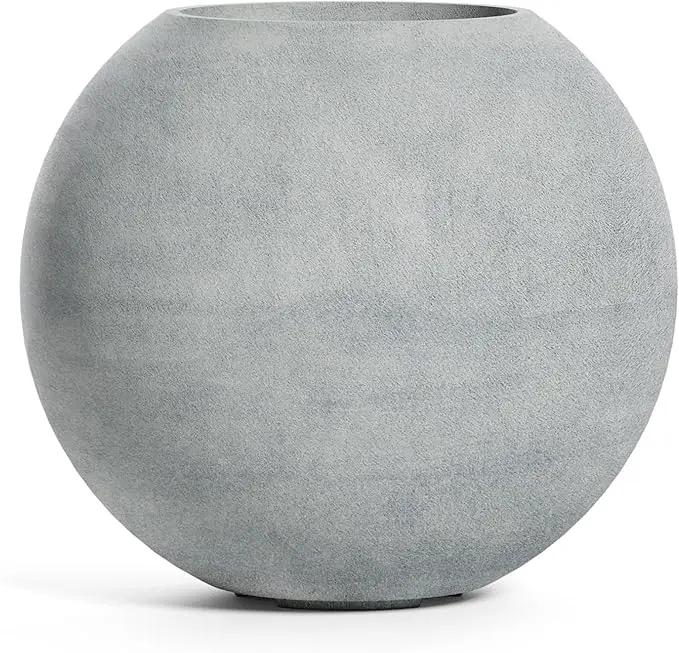 Orbo Globe Sphere Planter - 29.5 in x 29.5 in x 26.2 in - Concrete Stone by GreenHaven Gardens