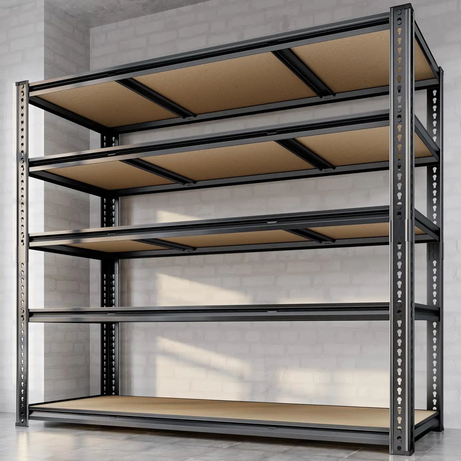 48"W Garage Shelving, 3050LBS Storage Shelves heavy duty, 5 Tier Metal Shelving Unit Adjustable Garage Shelves Heavy Duty Shelving for Warehouse,Commercial, Kitchen, 48" W × 24" D × 72" H, Black by GreenHaven Gardens
