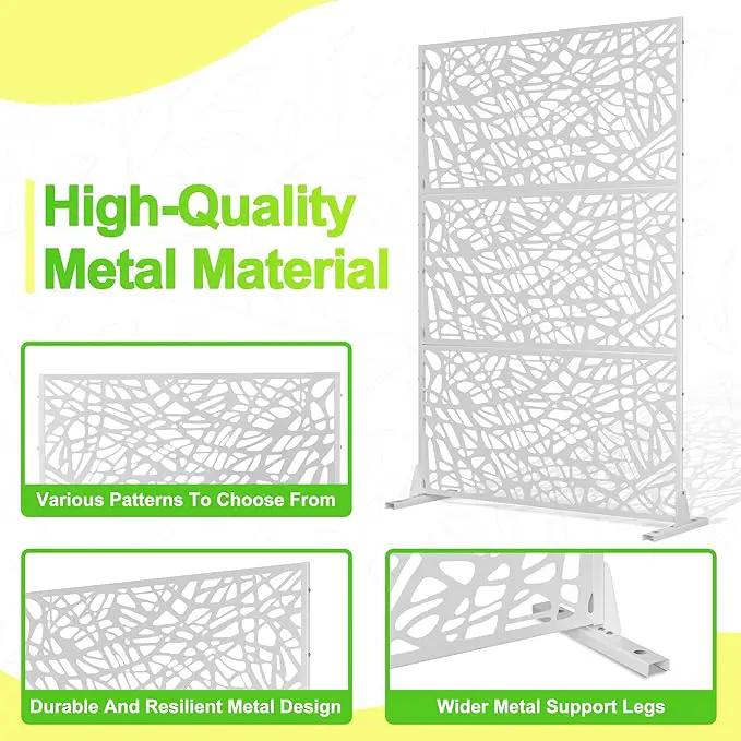 Outdoor Privacy Screen,72" H×47" W Metal Privacy Screen, Freestanding Privacy Fence Panels for Patio by GreenHaven Gardens