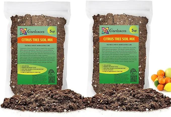 Citrus Tree Potting Soil Mix - 10 Quart - Special Blend for Indoor Oranges, Lemons, Limes and More - (2 Bags of 5 Quart) by GreenHaven Gardens
