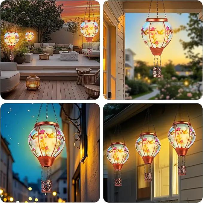 Hummingbird Solar Hot Air Balloon Lantern,Outdoor Decor with Flame Lights Waterproof, Hanging for Garden Yard Lawn Patio, Unique Gifts for Women Mom Grandma Gardener for Mother'Day Christmas by GreenHaven Gardens