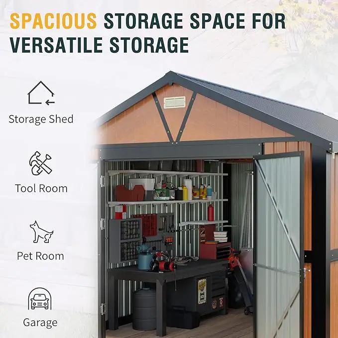 10x12 Ft Outdoor Storage Shed, Extra Large Metal Shed with Frame Floor, Lockable Doors, 2 Windows, Outside Steel Tiny House Ideal for Garden, Backyard, Patio Utility, Tool Storage by GreenHaven Gardens