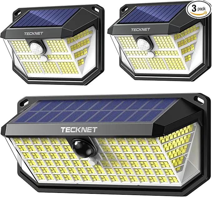 TECKNET Super Bright Solar Lights Outdoor 3 Pack, 2×231 LED and 1×416 LED, 300° Angle & 3 Lighting Modes Motion Sensor Outdoor Lights, Waterproof for for Fence Front Door Yard Deck Garden Garage by GreenHaven Gardens