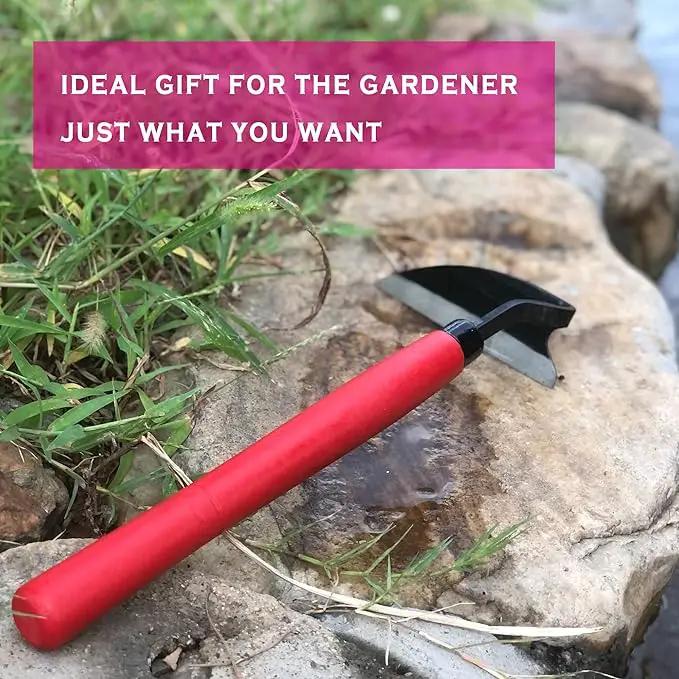 SHANFEEK Japanese Weeding Hoe Gardening Tools 13.5-Inch Weed Remover Tool High-Carbon Steel One-Piece Molding with Solid Wood Handle(Red) by GreenHaven Gardens