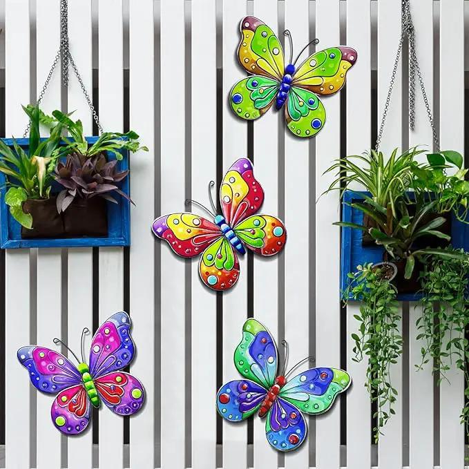 ULENDIS 4 Pack Metal Butterfly Wall Decor, Outdoor Fence Wall Art Decor, Hanging Decoration for Garden Backyard Living Room Balcony Patio Indoor(B) by GreenHaven Gardens