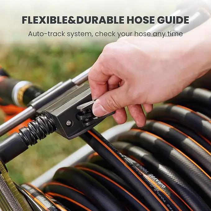 Giraffe Tools Garden Hose Reel Cart with Wheels, Heavy Duty Metal Water Hose Reel Cart, 200 ft of 1/2 Capacity, Mobile Hose Reel Cart for Outside by GreenHaven Gardens