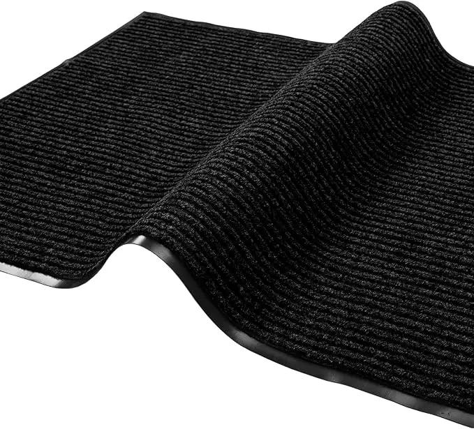 fani Heavy Duty Large Outdoor Indoor Entrance Black Doormat Waterproof Low Profile Entrance Rug Front Door Mat Patio Anti-Skid Rubber Back, 31x47 inch (Black) by GreenHaven Gardens