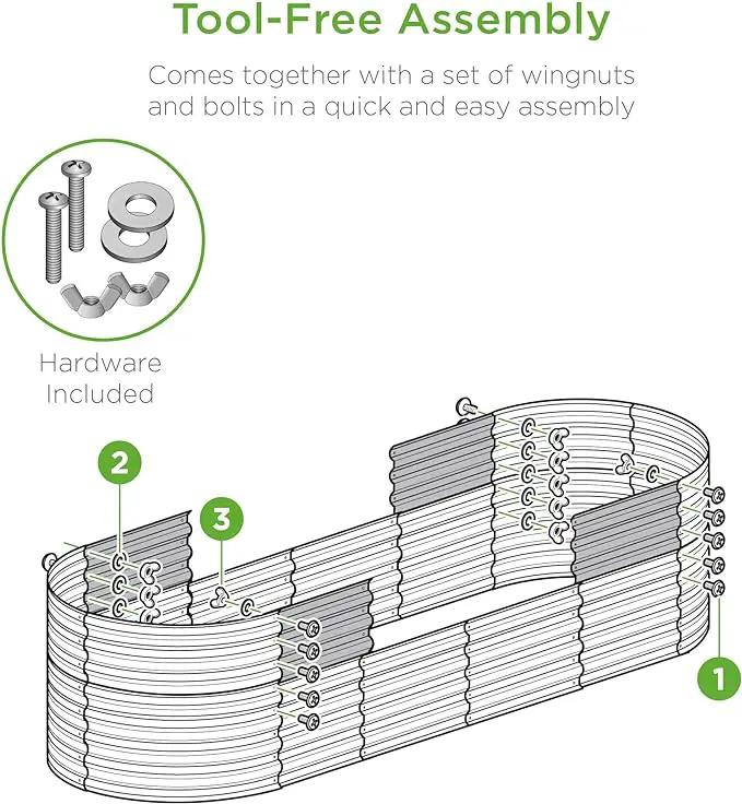 Best Choice Products 8x2x2ft Metal Raised Garden Bed, Oval Outdoor Deep Root Planter Box for Vegetables, Herbs w/ 4 Support Bars, 215 Gal Capacity - Peacock Blue by GreenHaven Gardens