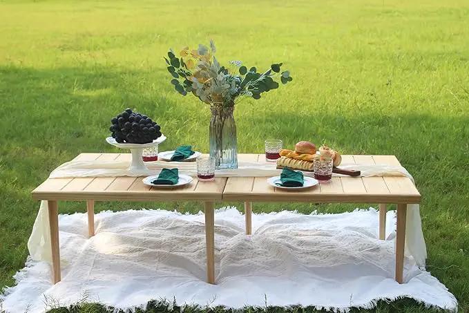 Double Height Picnic Table 30×30 Folded 60×30 Unfolded 200 lbs Load-Bearing Bohemian Style by GreenHaven Gardens