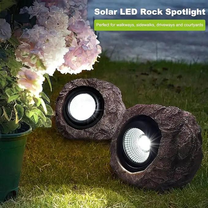 2 Pack Solar Rock Lights, Outdoor Decorative Garden Spotlights for Pathway, Walkway, Yard, Landscape, Patio by GreenHaven Gardens