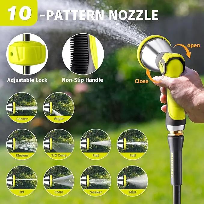 Retractable Garden Hose Reel 105FT, 1/2 inch Wall Mounted Hose Reel with Full Brass Fittings, 10 Patterns Spray Nozzle, Any Length Lock, 180° Automatic Rewind by GreenHaven Gardens