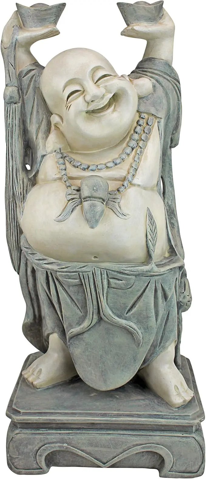 Design Toscano Jolly Hotei Laughing Man Asian Decor Indoor/Outdoor Garden Statue, 26 inches tall, Cast Stone Resin, Two Tone Stone Finish by GreenHaven Gardens